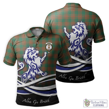 Menzies Green Ancient Tartan Polo Shirt with Alba Gu Brath Regal Lion Emblem