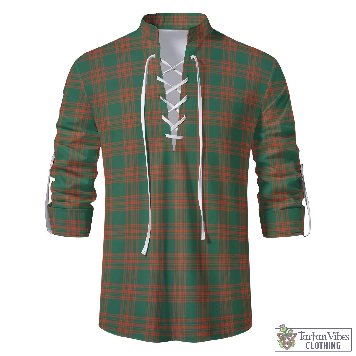 Tartan Vibes Clothing Menzies Green Ancient Tartan Men's Scottish Traditional Jacobite Ghillie Kilt Shirt