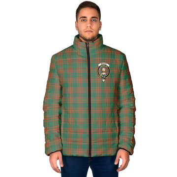 Menzies Green Ancient Tartan Padded Jacket with Family Crest