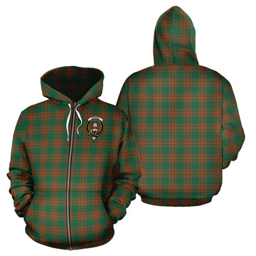 Menzies Green Ancient Tartan Hoodie with Family Crest