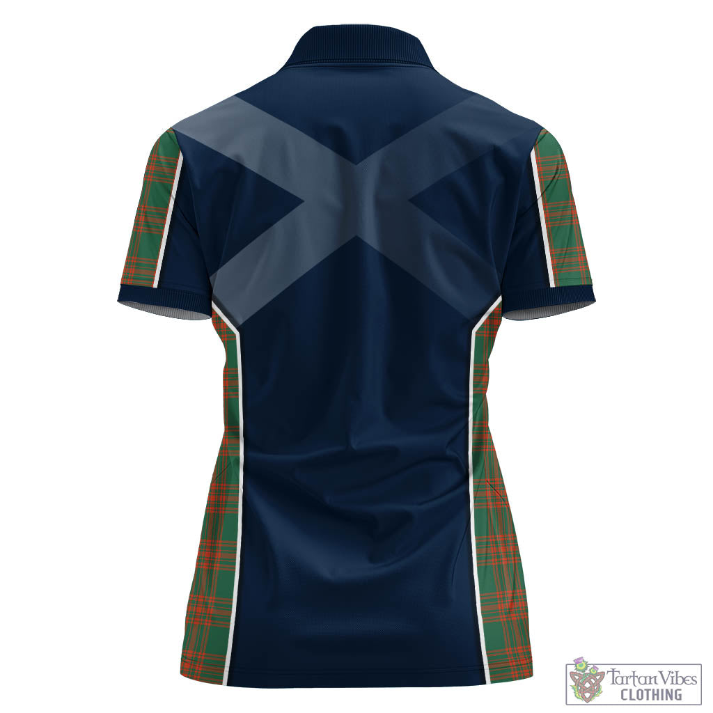Tartan Vibes Clothing Menzies Green Ancient Tartan Women's Polo Shirt with Family Crest and Lion Rampant Vibes Sport Style