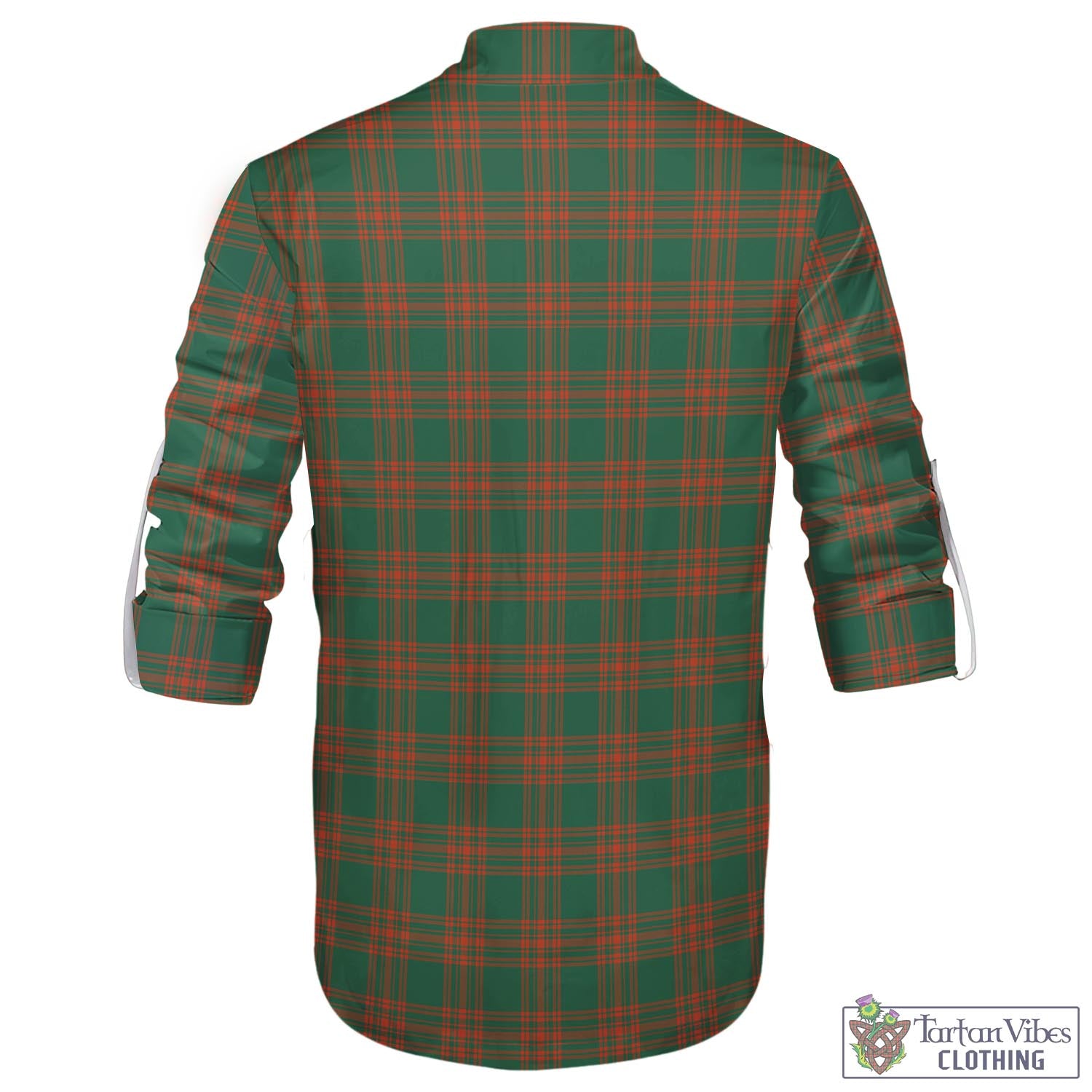 Tartan Vibes Clothing Menzies Green Ancient Tartan Men's Scottish Traditional Jacobite Ghillie Kilt Shirt with Family Crest
