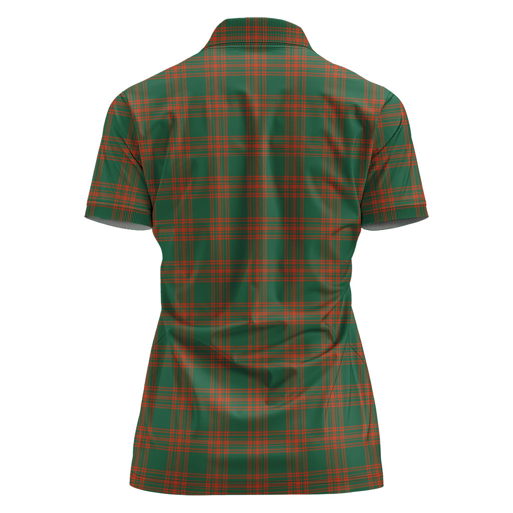menzies-green-ancient-tartan-polo-shirt-with-family-crest-for-women