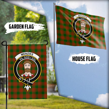 Menzies Green Modern Tartan Flag with Family Crest