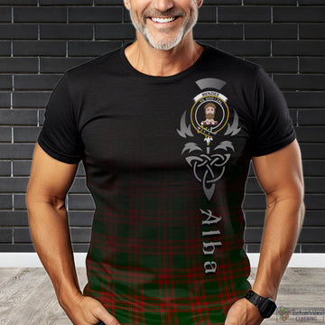 Menzies Green Modern Tartan T-Shirt Featuring Alba Gu Brath Family Crest Celtic Inspired