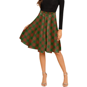 Menzies Green Modern Tartan Melete Pleated Midi Skirt