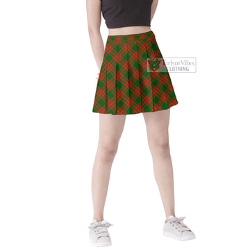 Menzies Green Modern Tartan Women's Plated Mini Skirt