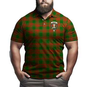 Menzies Green Modern Tartan Men's Polo Shirt with Family Crest