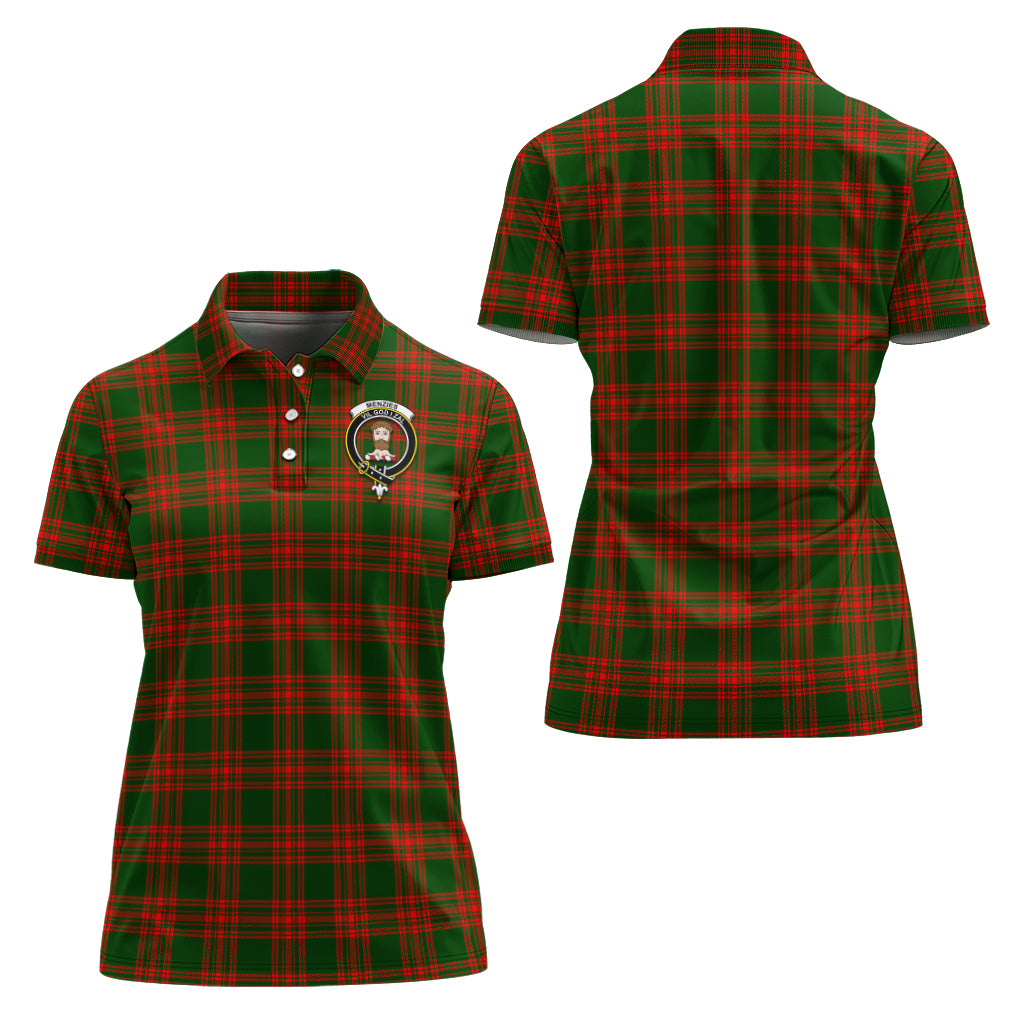 menzies-green-modern-tartan-polo-shirt-with-family-crest-for-women