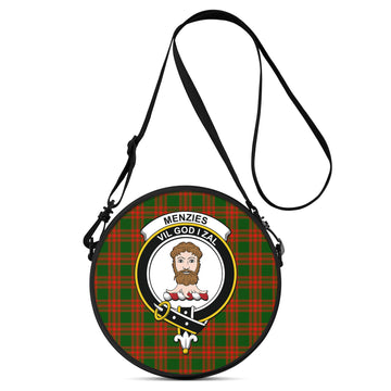 Menzies Green Modern Tartan Round Satchel Bags with Family Crest
