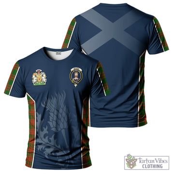 Menzies Green Modern Tartan T-Shirt with Family Crest and Scottish Thistle Vibes Sport Style