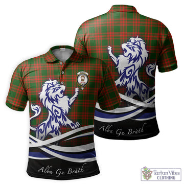 Menzies Green Modern Tartan Polo Shirt with Alba Gu Brath Regal Lion Emblem