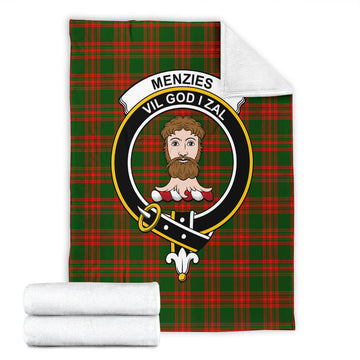 Menzies Green Modern Tartan Blanket with Family Crest