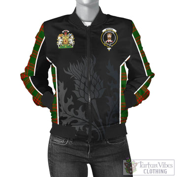 Menzies Green Modern Tartan Bomber Jacket with Family Crest and Scottish Thistle Vibes Sport Style