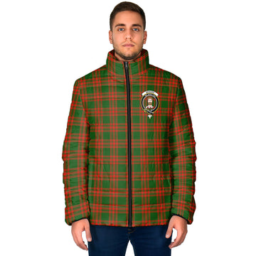 Menzies Green Modern Tartan Padded Jacket with Family Crest