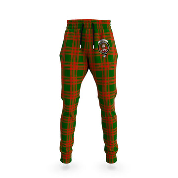 Menzies Green Modern Tartan Joggers Pants with Family Crest