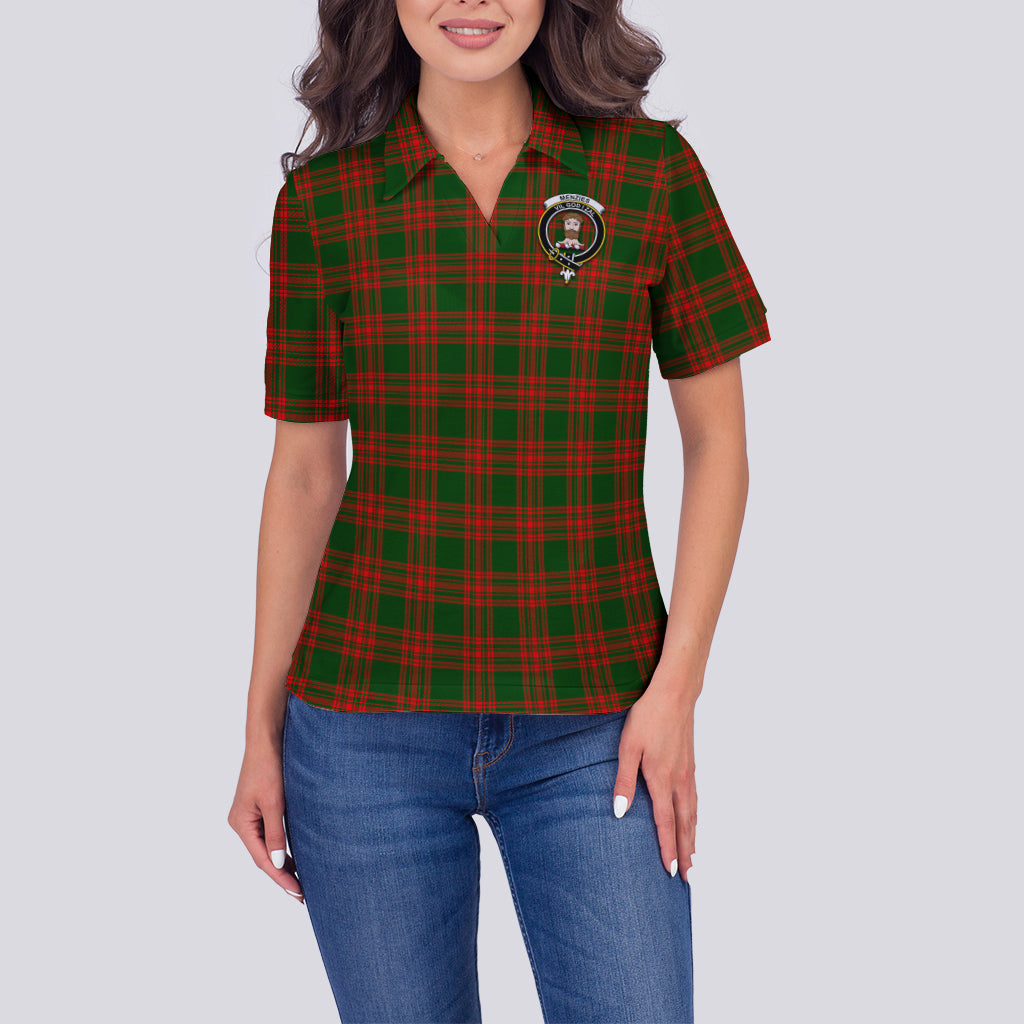menzies-green-modern-tartan-polo-shirt-with-family-crest-for-women