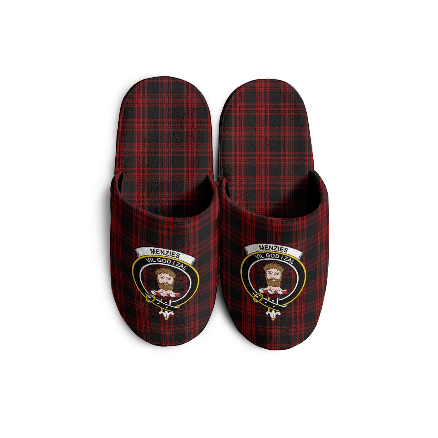 Menzies Hunting Tartan Home Slippers with Family Crest - Tartanvibesclothing Shop