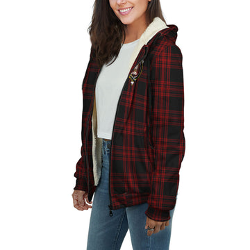 Menzies Hunting Tartan Sherpa Hoodie with Family Crest