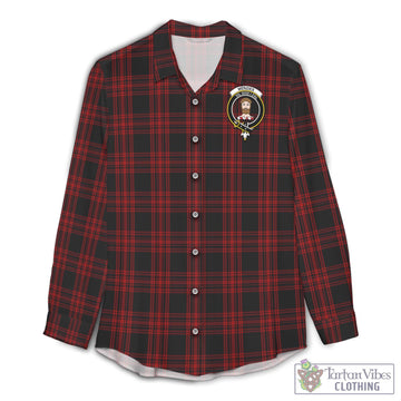 Menzies Hunting Tartan Womens Casual Shirt with Family Crest