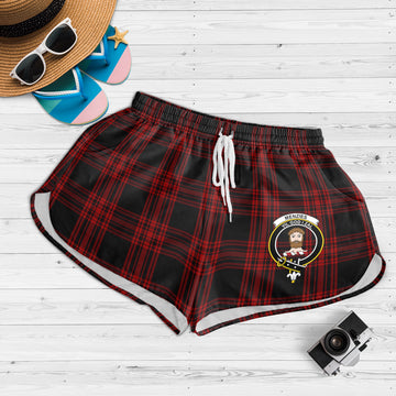 Menzies Hunting Tartan Womens Shorts with Family Crest