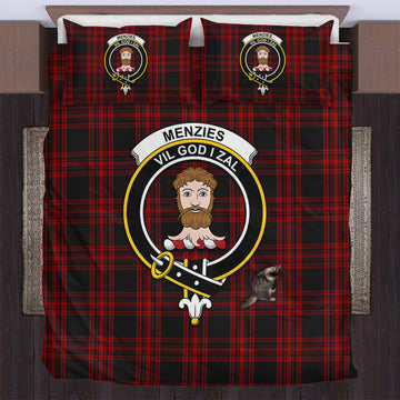 Menzies Hunting Tartan Bedding Set with Family Crest