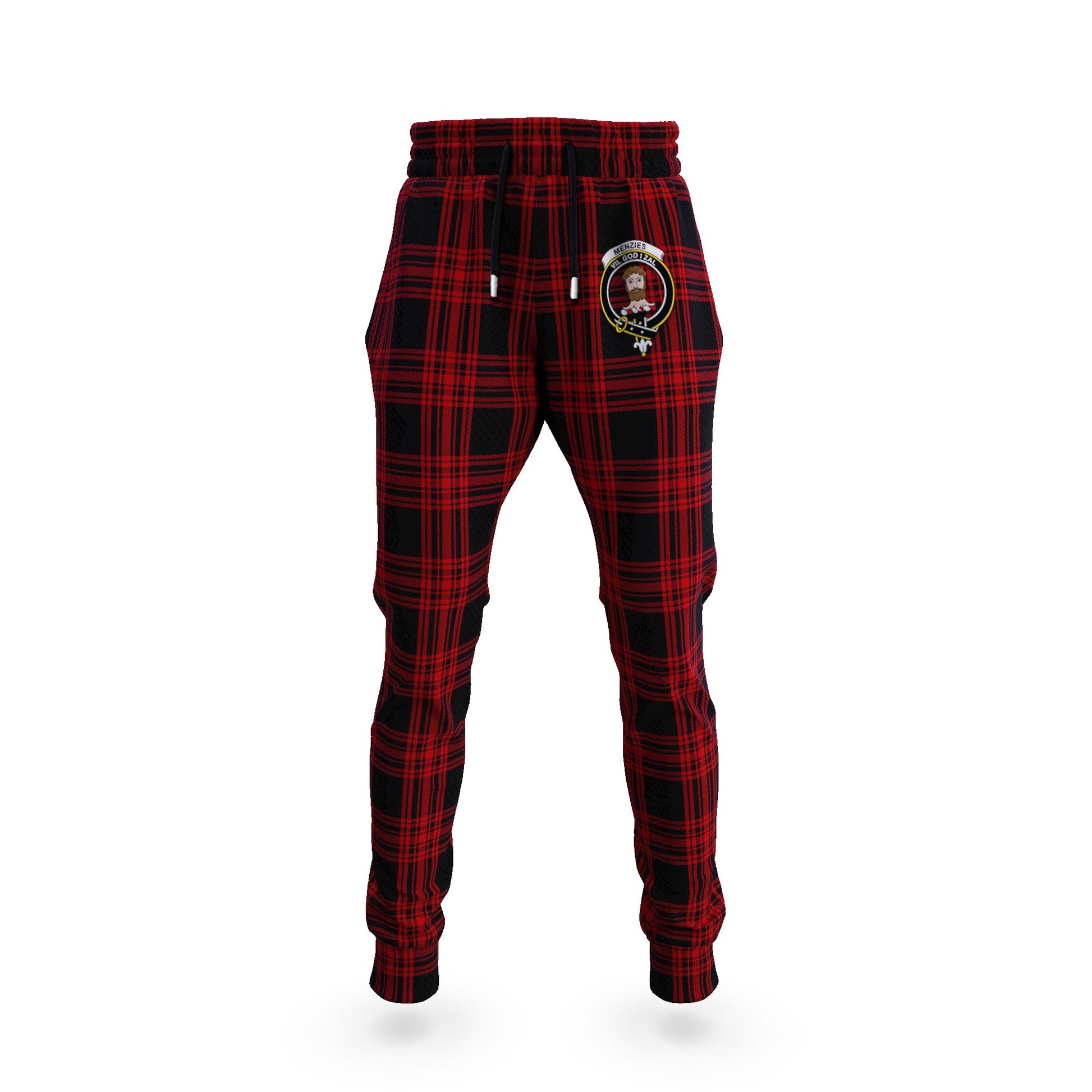 Menzies Hunting Tartan Joggers Pants with Family Crest - Tartanvibesclothing