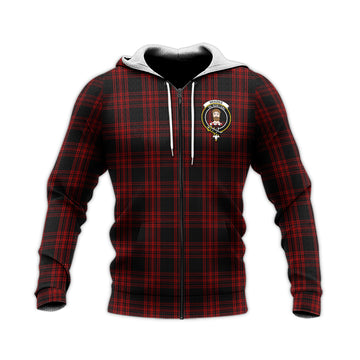 Menzies Hunting Tartan Knitted Hoodie with Family Crest