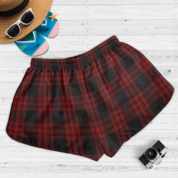Menzies Hunting Tartan Womens Shorts with Family Crest