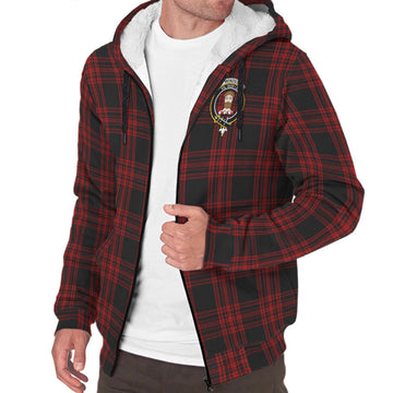 Menzies Hunting Tartan Sherpa Hoodie with Family Crest
