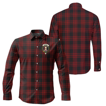Menzies Hunting Tartan Long Sleeve Button Up Shirt with Family Crest