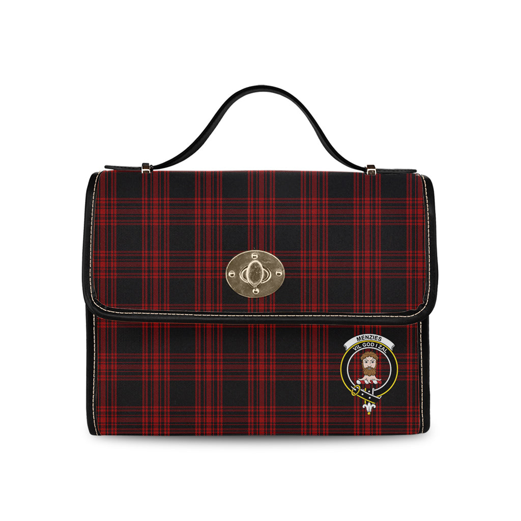 menzies-hunting-tartan-leather-strap-waterproof-canvas-bag-with-family-crest