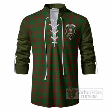 Menzies Tartan Accent Ghillie Shirt with Family Crest