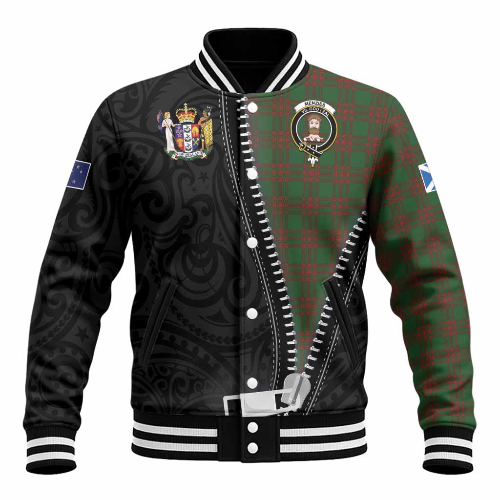 Menzies Tartan Baseball Jacket New Zealand Pattern Unique Zipper Stylized