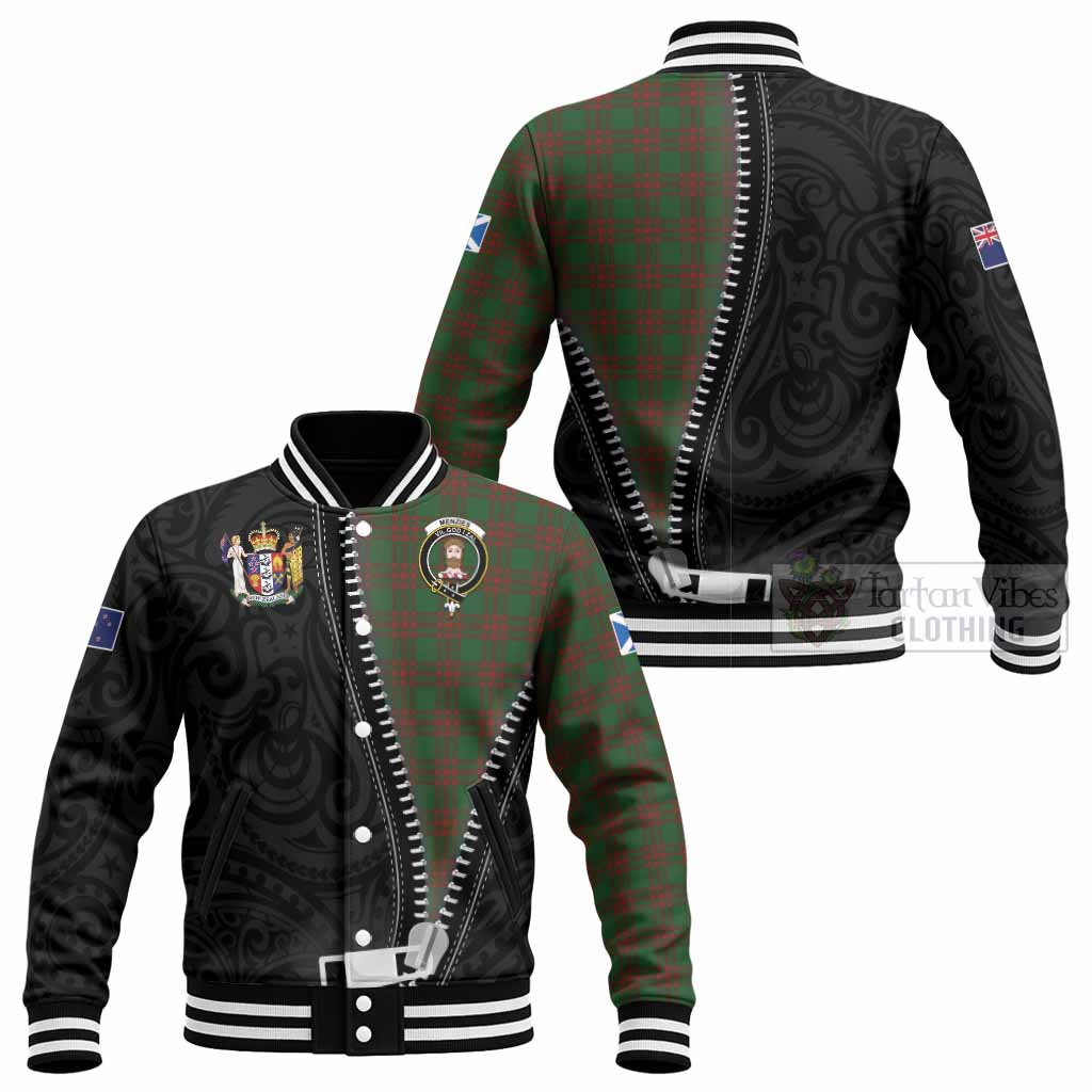 Menzies Tartan Baseball Jacket New Zealand Pattern Unique Zipper Stylized