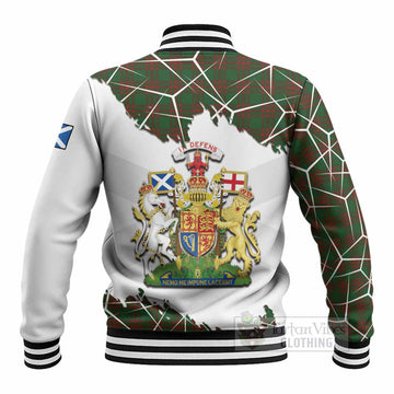 Menzies Tartan Baseball Jacket with Family Crest and Lion Rampant Grunge Style