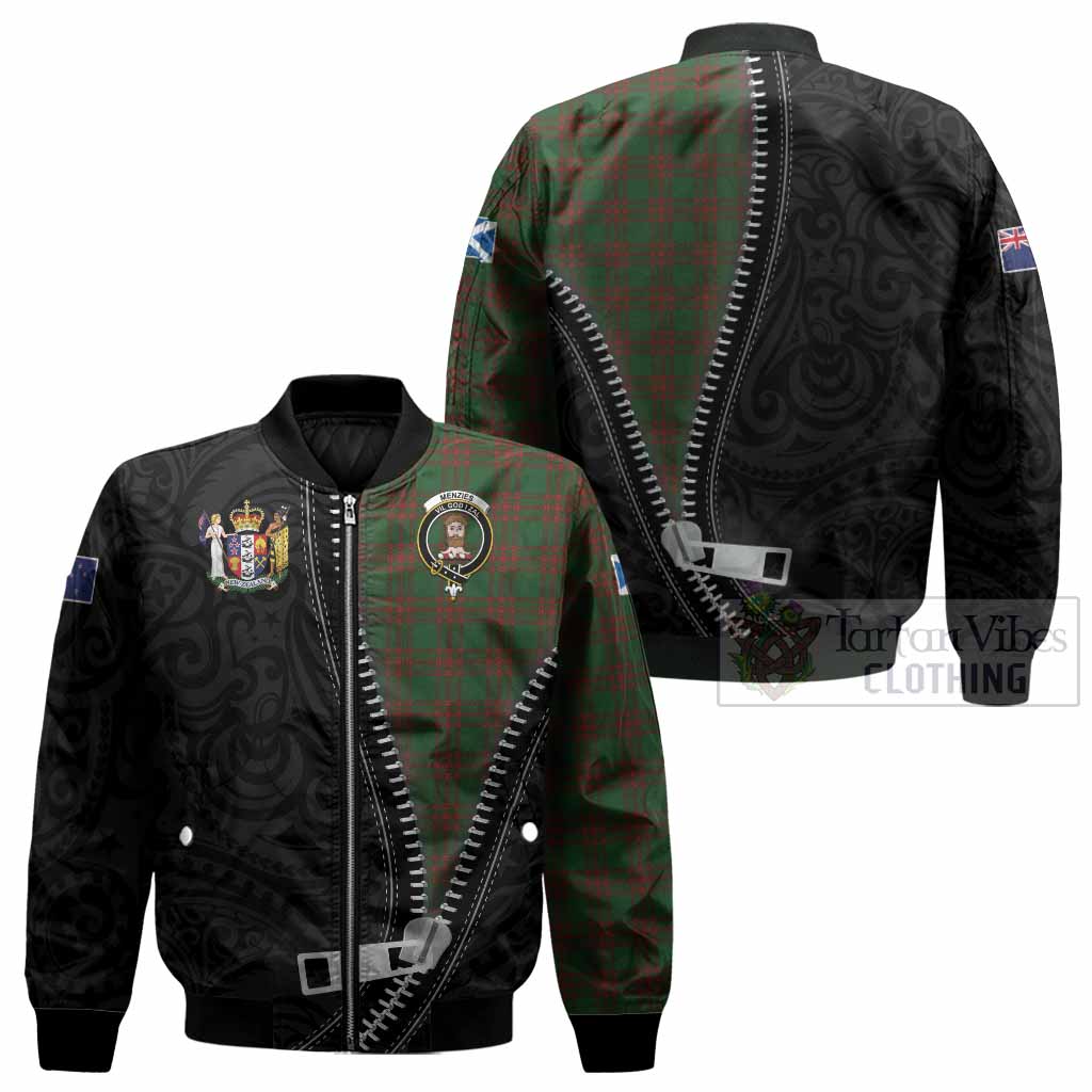 Menzies Tartan Bomber Jacket New Zealand Pattern Unique Zipper Stylized