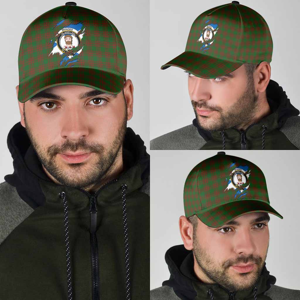 Menzies Tartan Classic Cap with Family Crest In Me Style