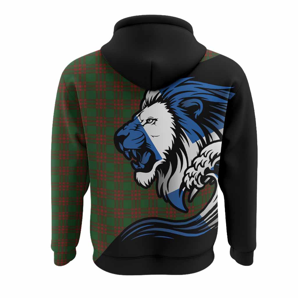 Menzies Tartan Crest Hoodie Scottish Golden Lions Wave Flow