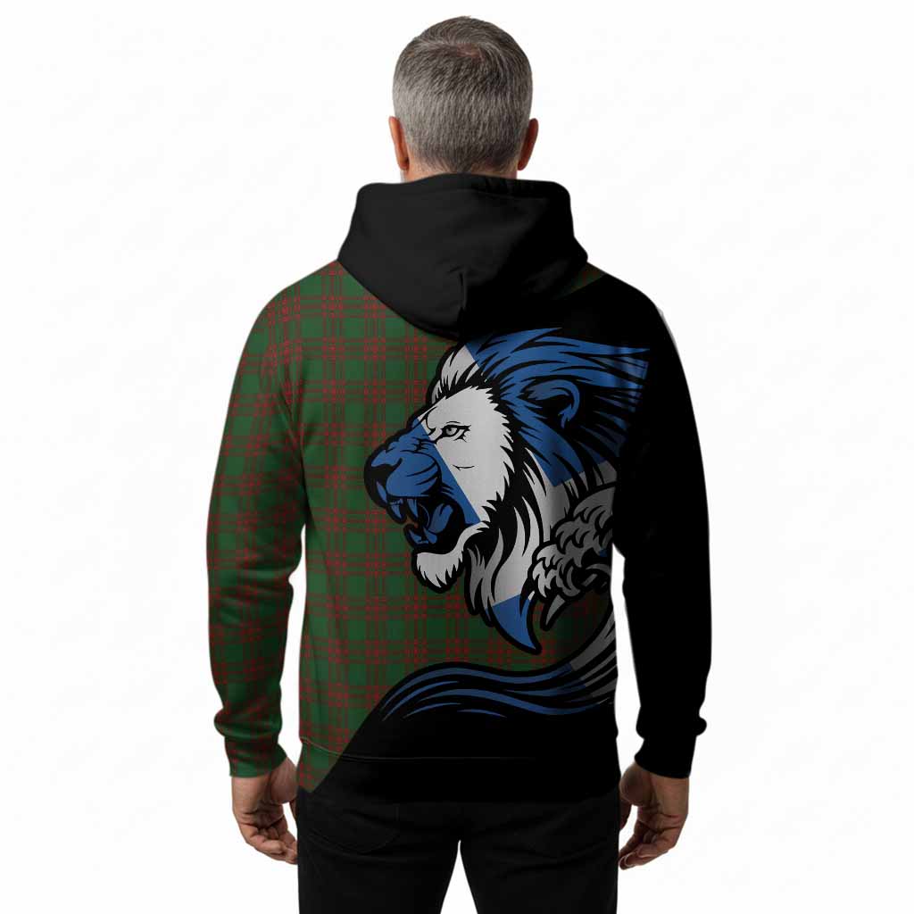 Menzies Tartan Crest Hoodie Scottish Golden Lions Wave Flow