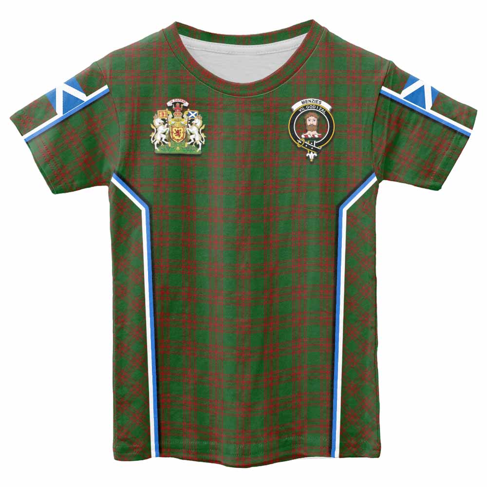Menzies Tartan Crest Kid T-shirt Scotland Coat of Arm Flag Style - Tartan Vibes Clothing
