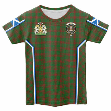 Menzies Tartan Crest Kid T-shirt Scotland Coat of Arm Flag Style