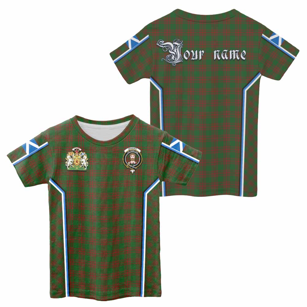 Menzies Tartan Crest Kid T-shirt Scotland Coat of Arm Flag Style - Tartan Vibes Clothing