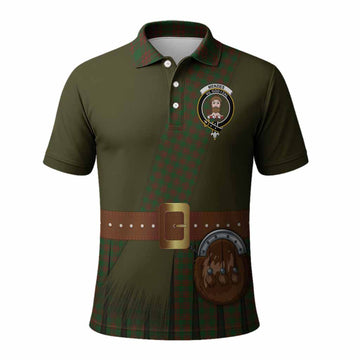 Menzies Tartan Crest Polo Shirt Kilt Costume Style