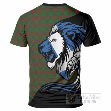 Menzies Tartan Crest T-Shirt Scottish Golden Lions Wave Flow