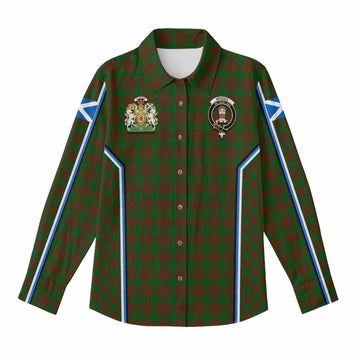 Menzies Tartan Crest Women Casual Shirt Scotland Coat of Arm Flag Style - Tartan Vibes Clothing
