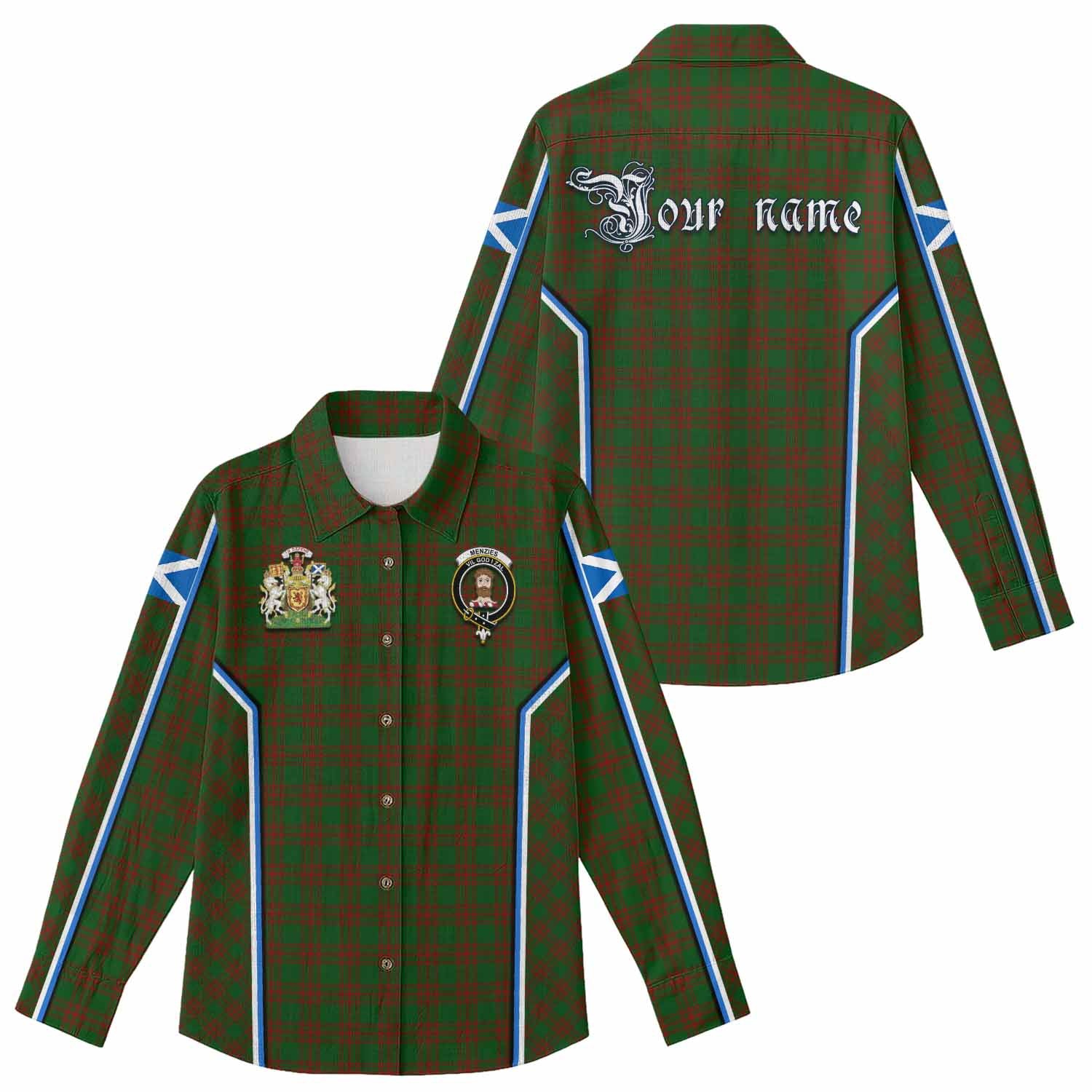 Menzies Tartan Crest Women Casual Shirt Scotland Coat of Arm Flag Style - Tartan Vibes Clothing
