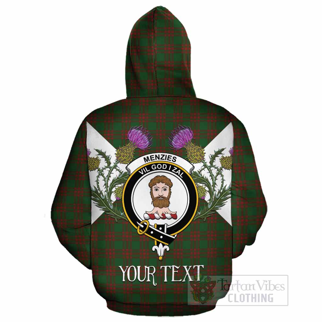 Menzies Tartan Family Crest Cotton Hoodie Scottish Burns Night Thistle Floral