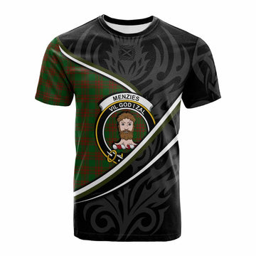 Menzies Tartan Family Crest Cotton T-shirt Celtic Scottish Thistle Floral - Tartan Vibes Clothing