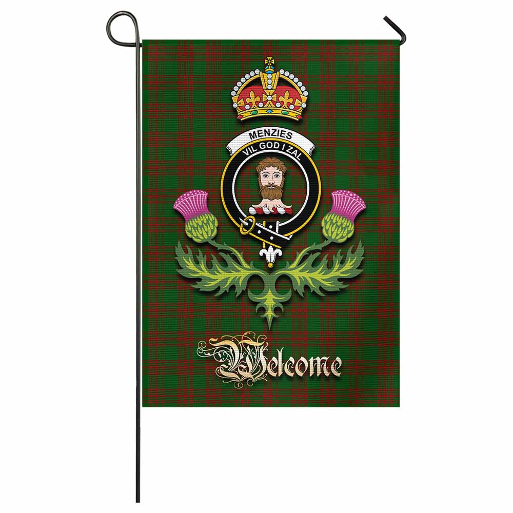 Menzies Tartan Family Crest Garden Flag Royal Thistle Welcome Style - Tartan Vibes Clothing
